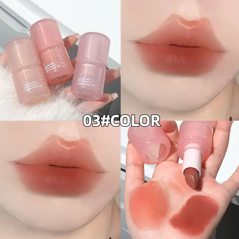 QIBEST Nude Matte Lipstick Waterproof Long Lasting Lip Stain Sexy Red Lipstick Tinted Lips Makeup For Women Korean Cosmetics