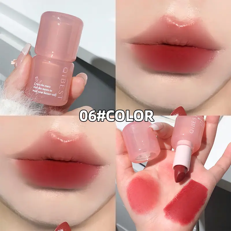 QIBEST Nude Matte Lipstick Waterproof Long Lasting Lip Stain Sexy Red Lipstick Tinted Lips Makeup For Women Korean Cosmetics