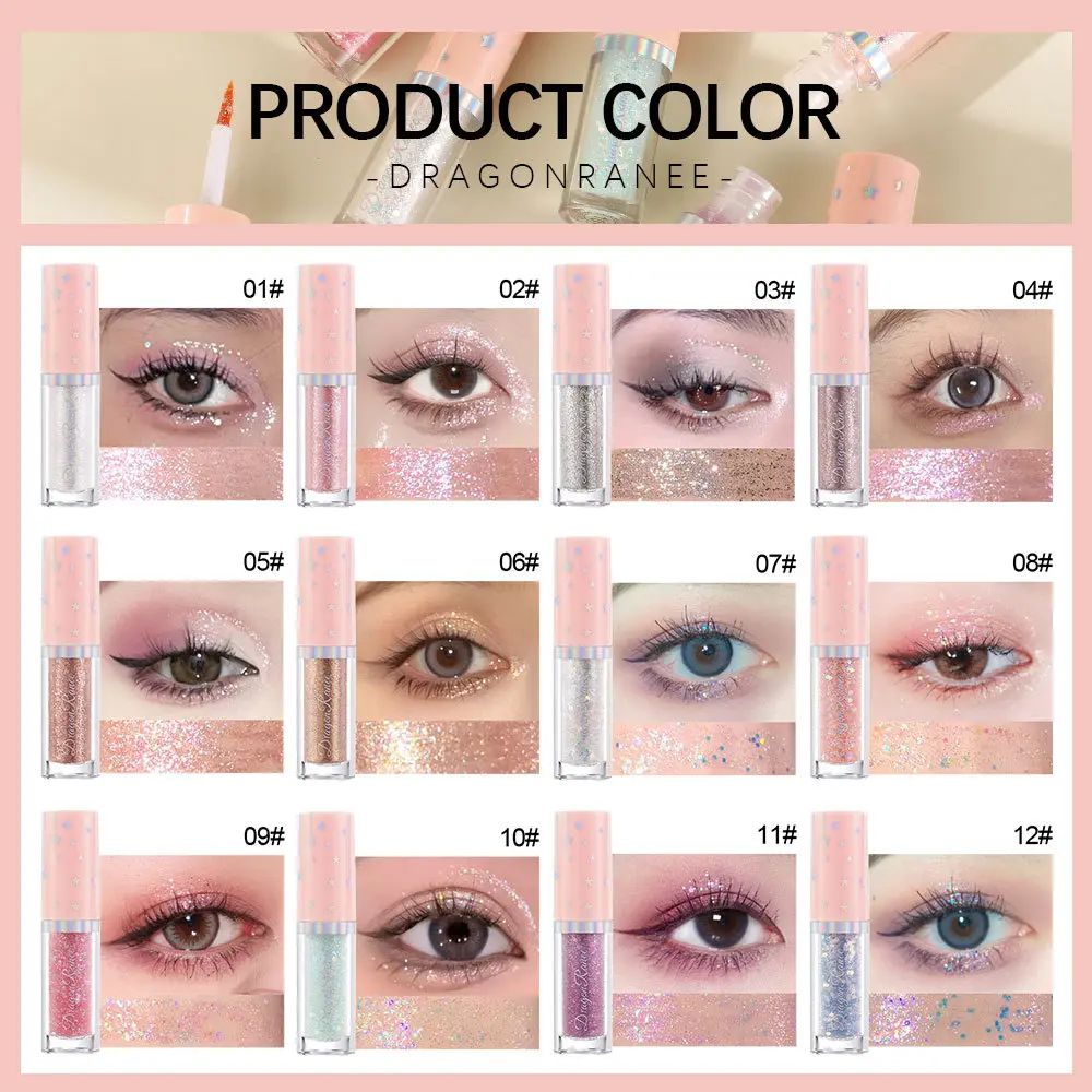 Shiny Diamond Eyeshadow Liquid Glitter Eye Shadow Pearly Shimmer Eyeshadow Remarkable Lasting Color Rendering Waterproof Makeup