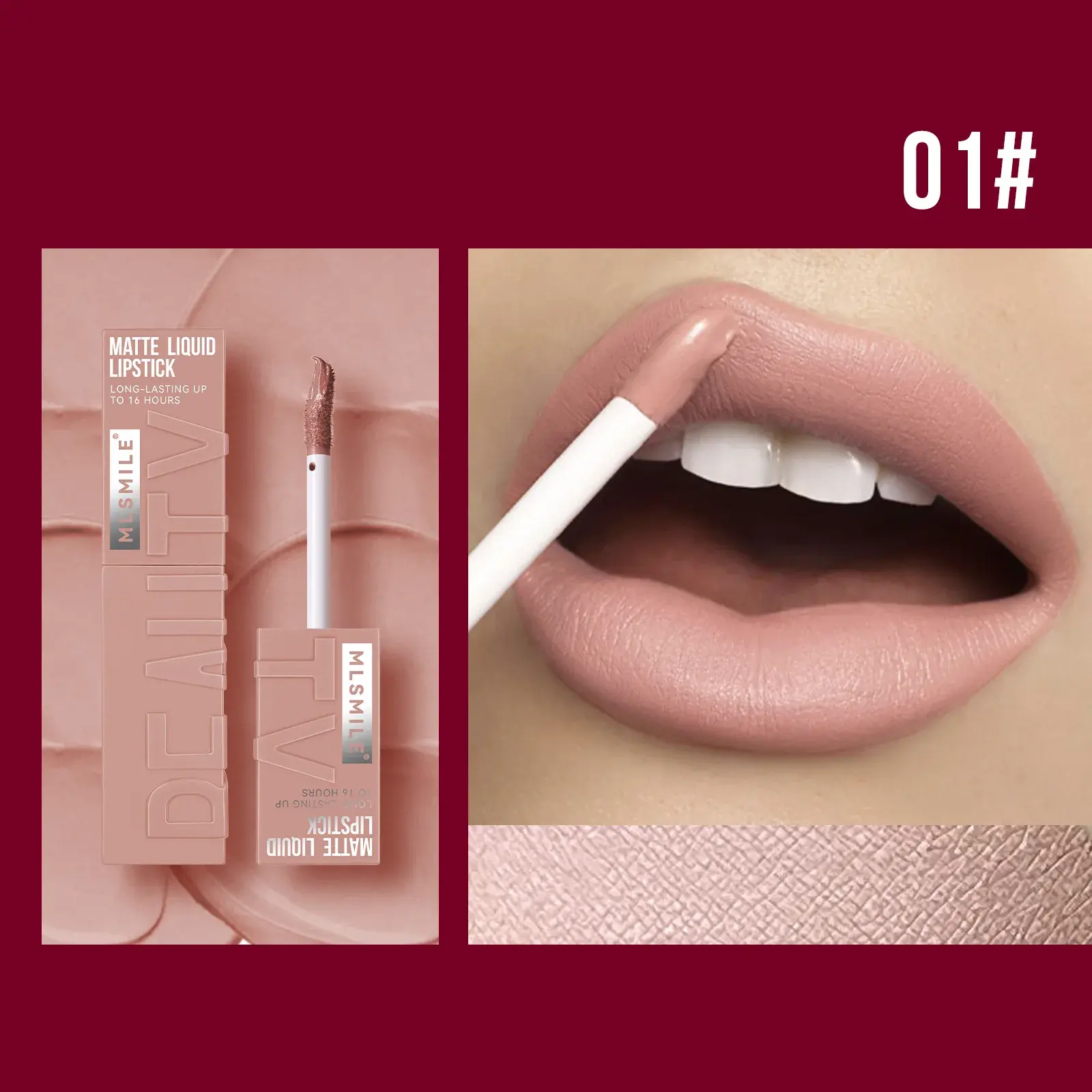 MLSMILE 6 Color Non-stick cup Velvet Lip Satin Gloss Lip glaze Mist Matte Liquid Lipstick Waterproof Long-lasting Lip Tint