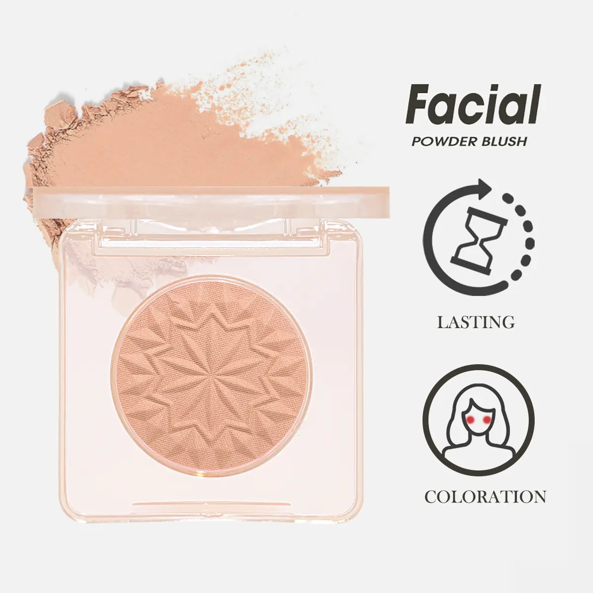 Monochrome blush brightens the face and gives color, saturated natural highlights all-in-one plate for pure skin repair