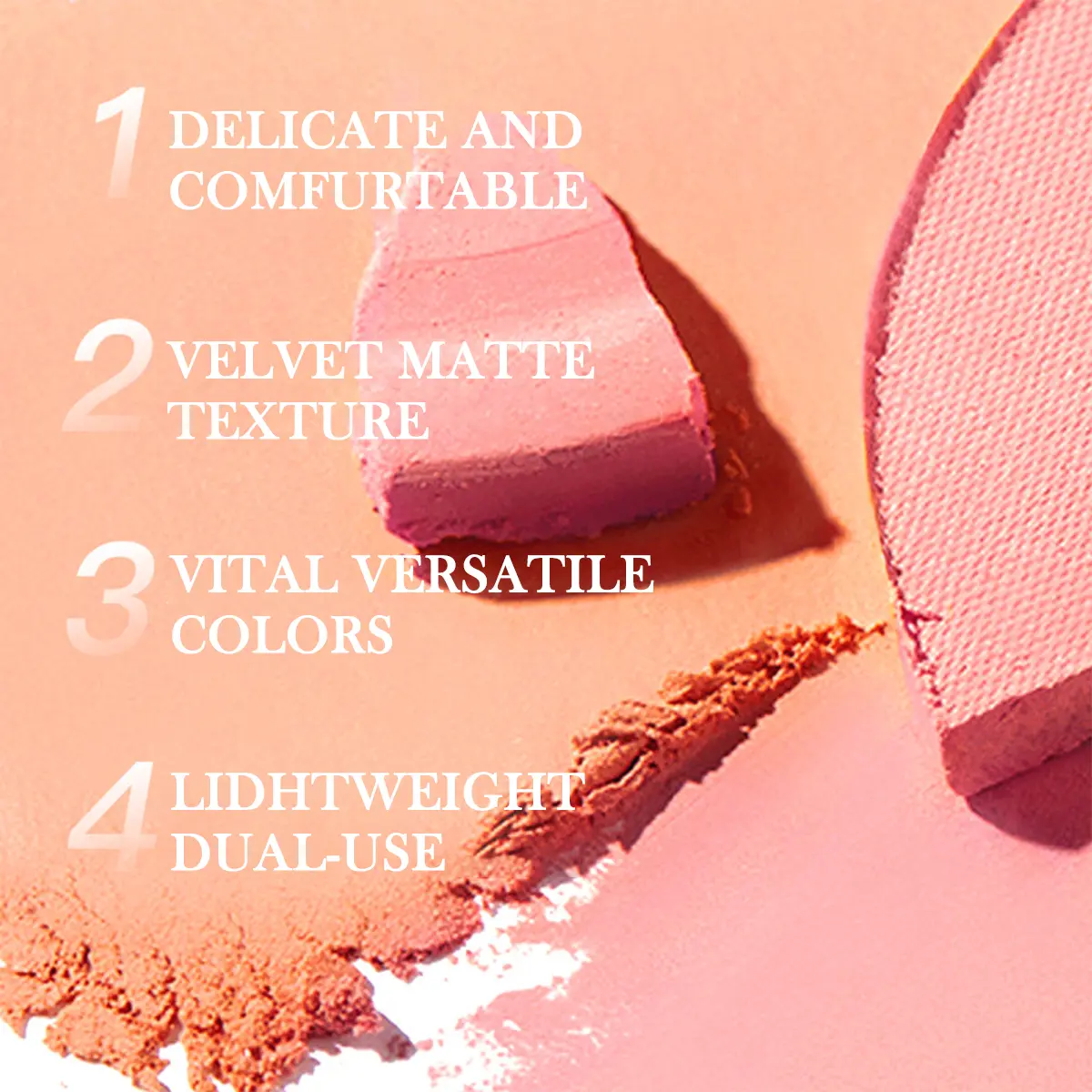 Monochrome blush brightens the face and gives color, saturated natural highlights all-in-one plate for pure skin repair