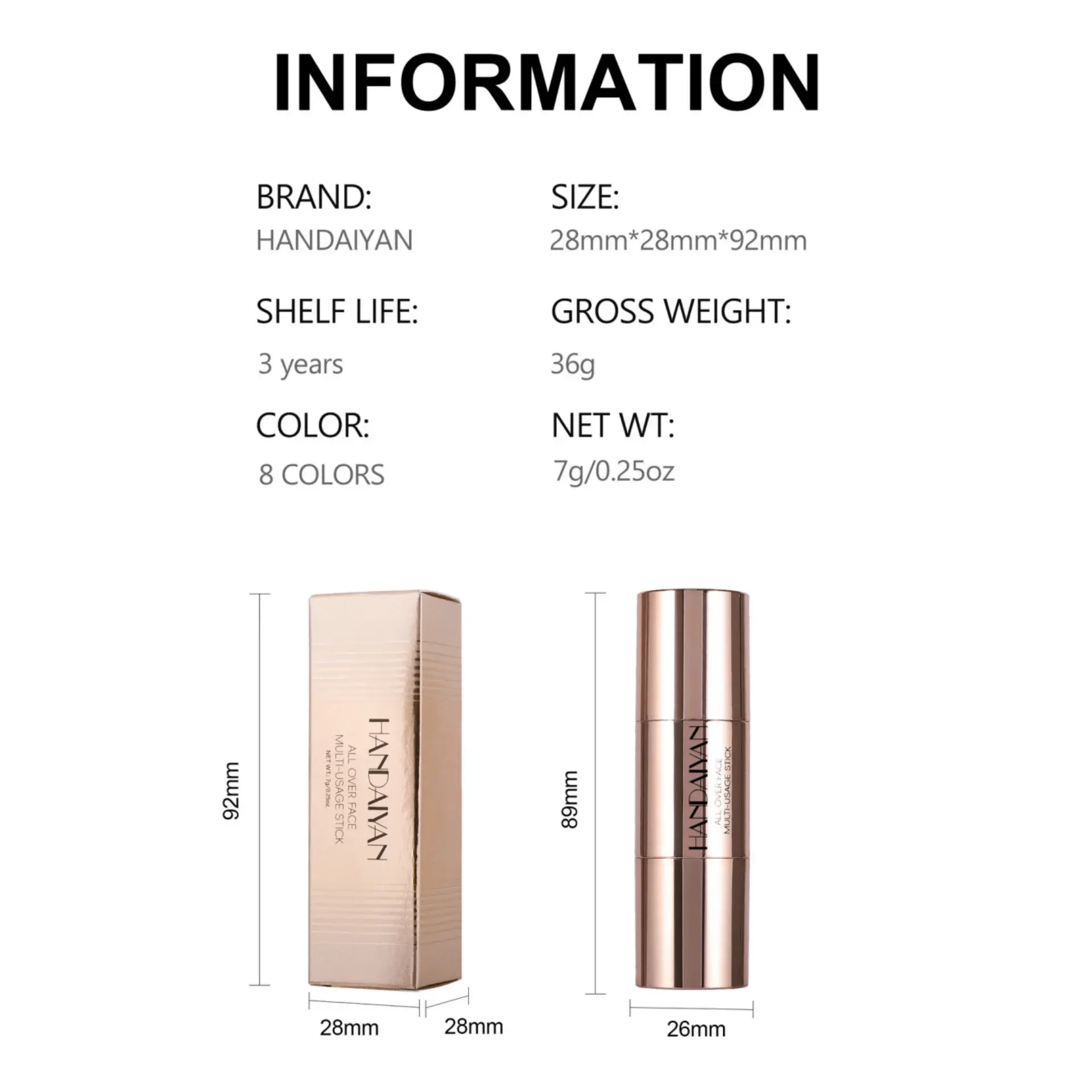Double Head Highlighter Stick Contour Stick Waterproof Natural Silky Smooth Face Contouring for Nose Shadow With Makeup Brushes