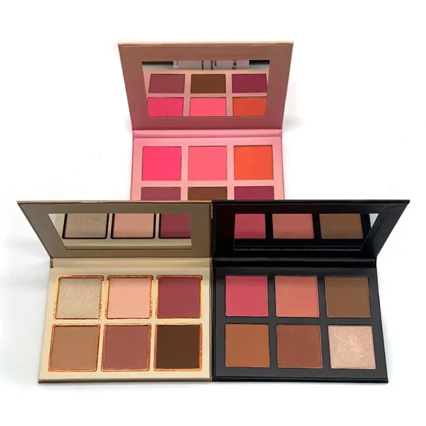 Plate Private 6-color Blusher&Contour Powder Label Pigment Natural Waterproof Color Rendering Custom Logo Makeup Wholesale Vegan