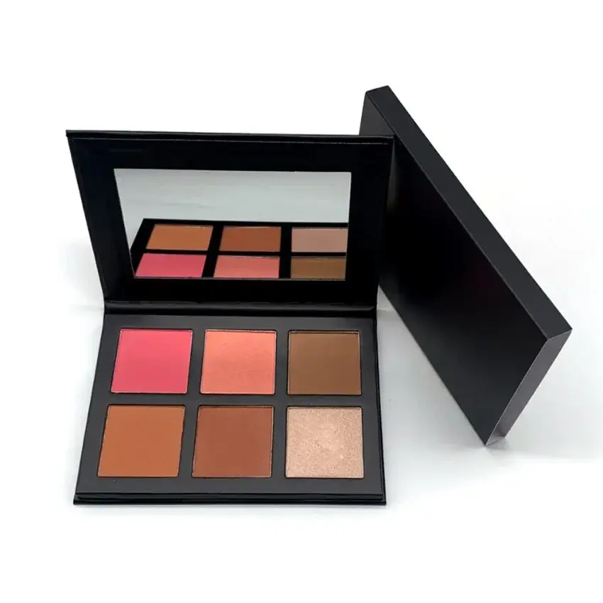Plate Private 6-color Blusher&Contour Powder Label Pigment Natural Waterproof Color Rendering Custom Logo Makeup Wholesale Vegan