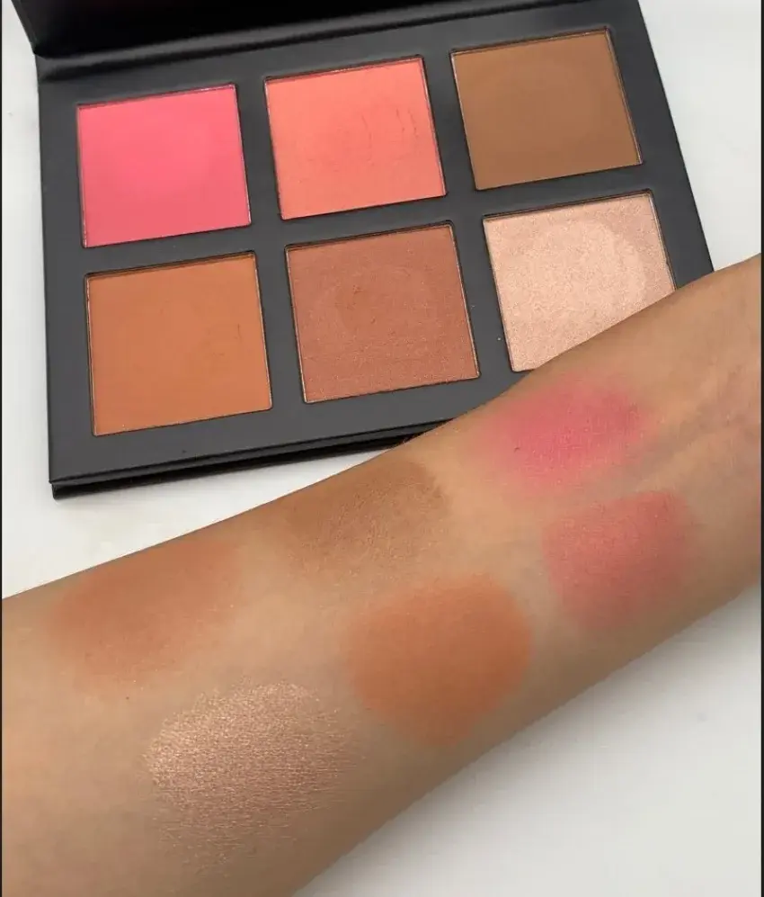 Plate Private 6-color Blusher&Contour Powder Label Pigment Natural Waterproof Color Rendering Custom Logo Makeup Wholesale Vegan