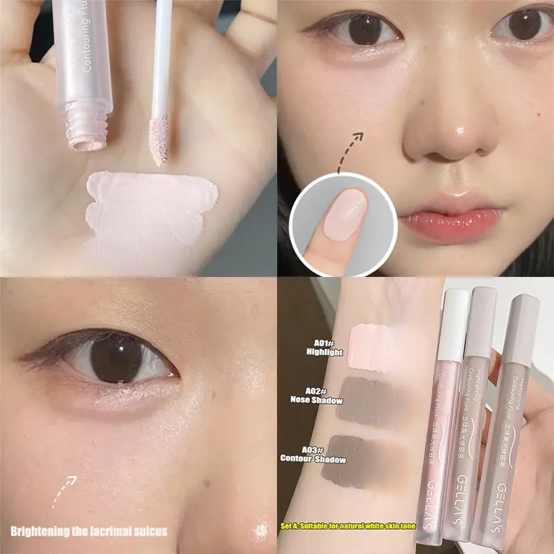 3PC Liquid Shaping Contour Stick Natural Matte Finish Highlighters Shadow Cream Face Brightening Waterproof Mandible Contouring