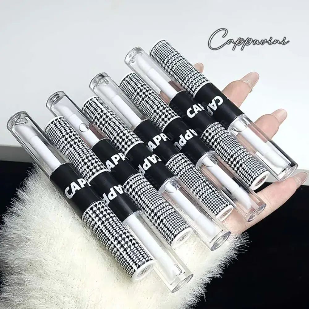 Matte Lip Glaze Double Head Mirror Lipstick Moisturizing Water Gloss Dark Raincoat Solid Color Non-stick Cup Korea Lip Makeup