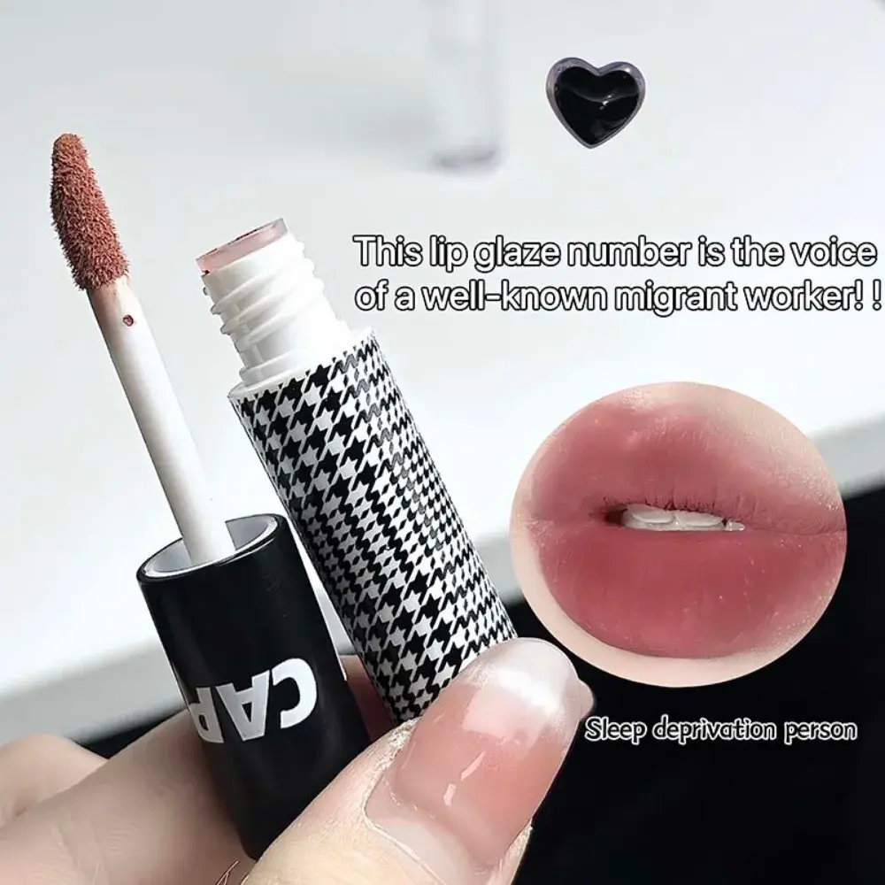 Matte Lip Glaze Double Head Mirror Lipstick Moisturizing Water Gloss Dark Raincoat Solid Color Non-stick Cup Korea Lip Makeup