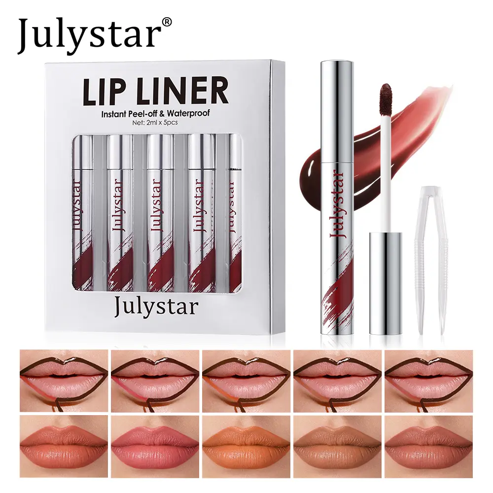 Julystar5 color tearing lip gloss matte lip glaze lasting color retention waterproof non-stick liquid lipstick