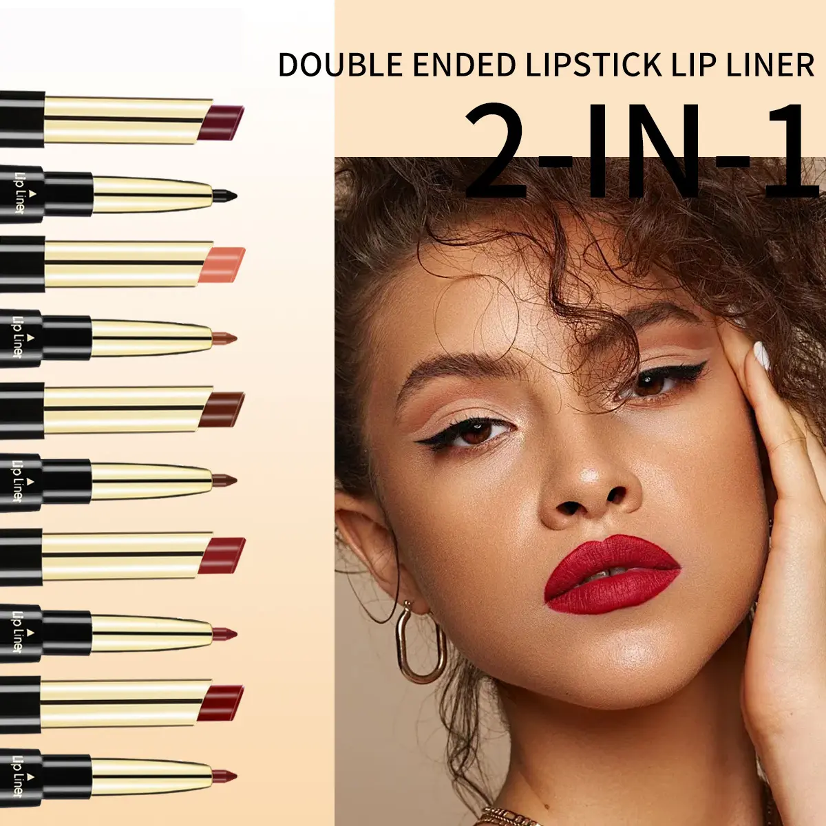 2 In 1 Lipstick lipliner Matte Highly Pigmented Waterproof Long Lasting Non stick Cup Lip Makeup