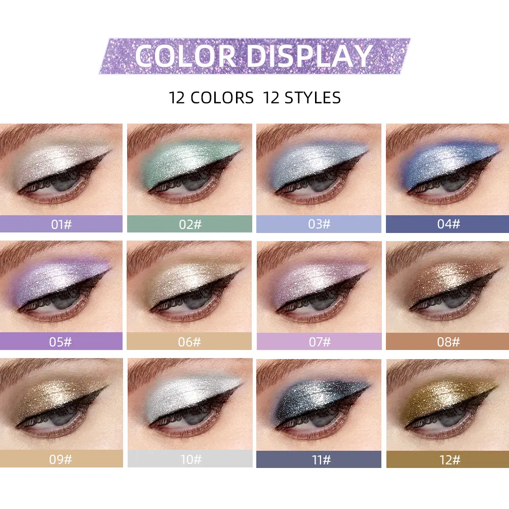 QIBEST Eyeshadow Stick Makeup Glitter Eye Shadow 15 Colors Eyeshadow Pigment Waterproof Eye Shadow Stick Liquid Shiny Cosmetics