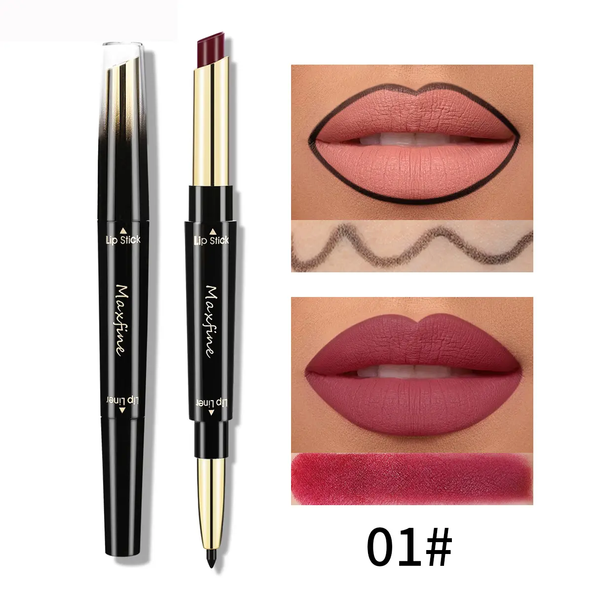 2 In 1 Lipstick lipliner Matte Highly Pigmented Waterproof Long Lasting Non stick Cup Lip Makeup
