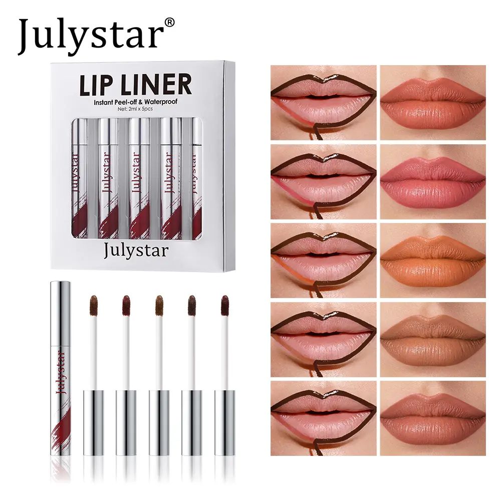 Julystar5 color tearing lip gloss matte lip glaze lasting color retention waterproof non-stick liquid lipstick