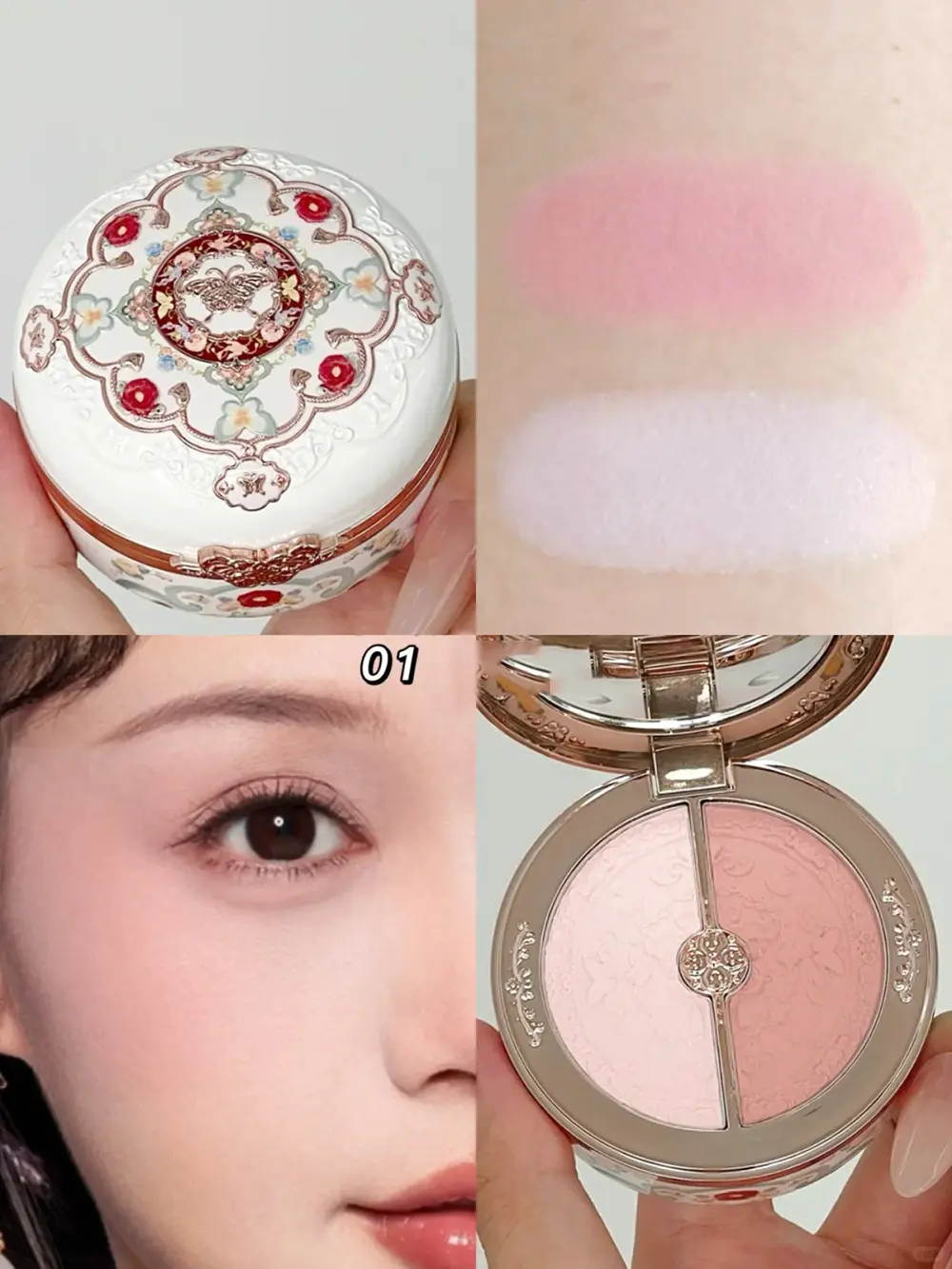 Flower Knows Butterfly Cloud Blush Duo Waterproof Long Lasting High Pigment Highlighting Powder Natural Glow Vegan Makeup