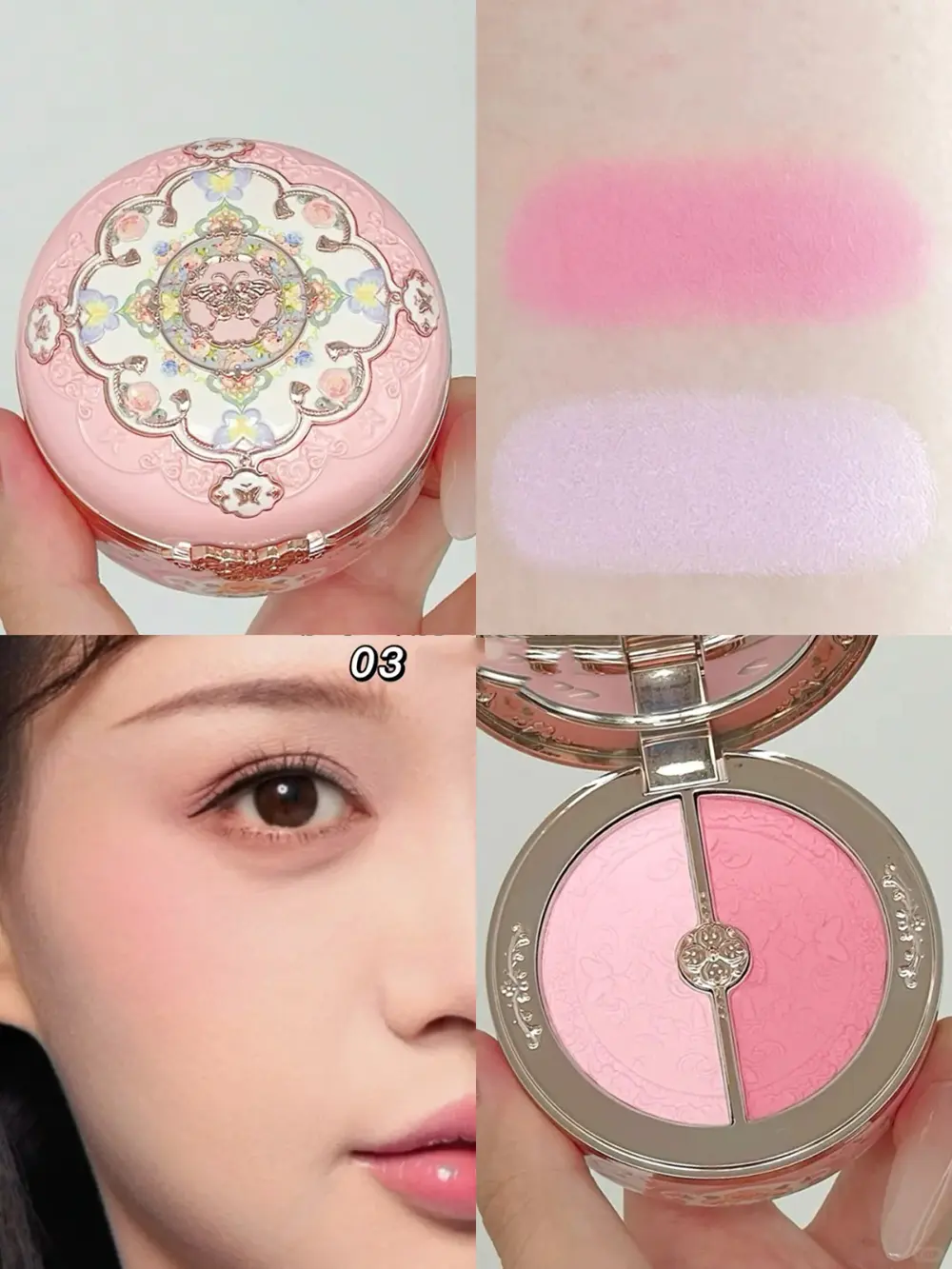 Flower Knows Butterfly Cloud Blush Duo Waterproof Long Lasting High Pigment Highlighting Powder Natural Glow Vegan Makeup
