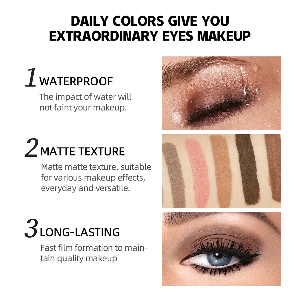 QIBEST Matte Liquid Eyeshadow Cream Smooth Eye Makeup Long Lasting Waterproof Eye Shdaow Stick Blush Dual Purpose Contour Shadow