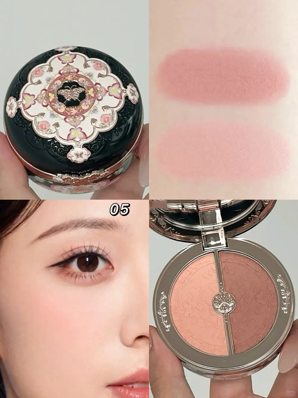 Flower Knows Butterfly Cloud Blush Duo Waterproof Long Lasting High Pigment Highlighting Powder Natural Glow Vegan Makeup