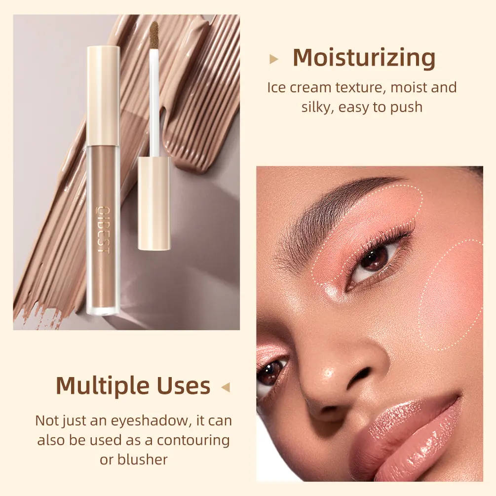 QIBEST Matte Liquid Eyeshadow Cream Smooth Eye Makeup Long Lasting Waterproof Eye Shdaow Stick Blush Dual Purpose Contour Shadow