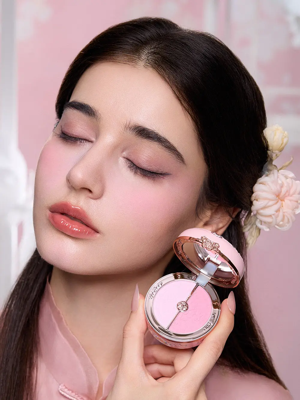 Flower Knows Butterfly Cloud Blush Duo Waterproof Long Lasting High Pigment Highlighting Powder Natural Glow Vegan Makeup