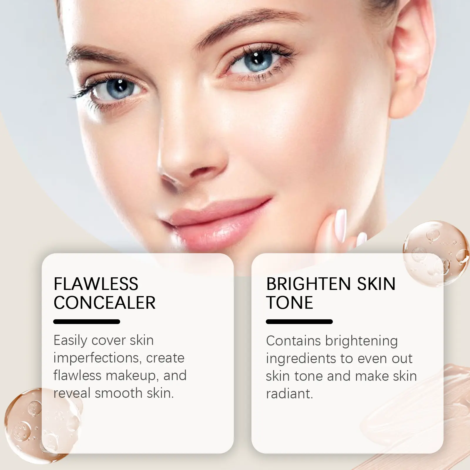 Concealer BB Cream Waterproof Full Coverage Cover up Blemishes Pimples Oil Control CC Cream for Face Brighten Makeup Cosmetics