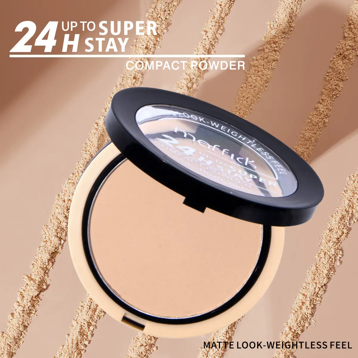 Waterproof powder with mirror, durable makeup, full face coverage, compact powder, cosmetics base, 3 colors