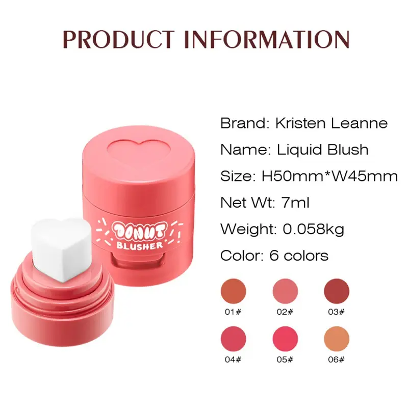 Love Seal Blusher Air Cushion Blush Cream Waterproof Long-lasting Cheek Rouge Brighten Skin Multi-use Natural Face Makeup Blush