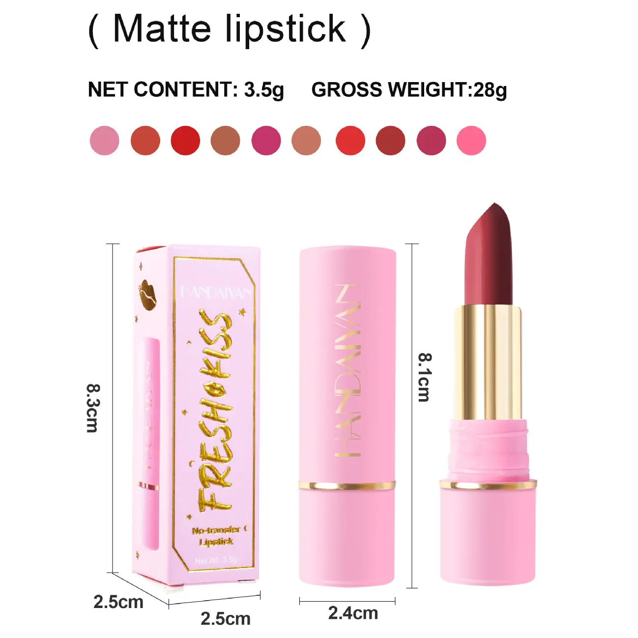 Nude Matte Pink Lipstick Waterproof Long Lasting Non-stick Cup Lip Stick Not Fading Sexy Red Velvet Lip Balm Makeup Cosmetics