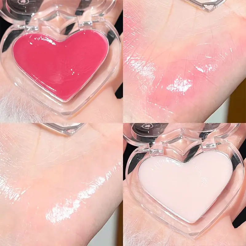 Love Heart Highlighter Blusher Palette Brightening Face Highlighter Cream Waterproof High Gloss Blush Illuminator Korean Makeup