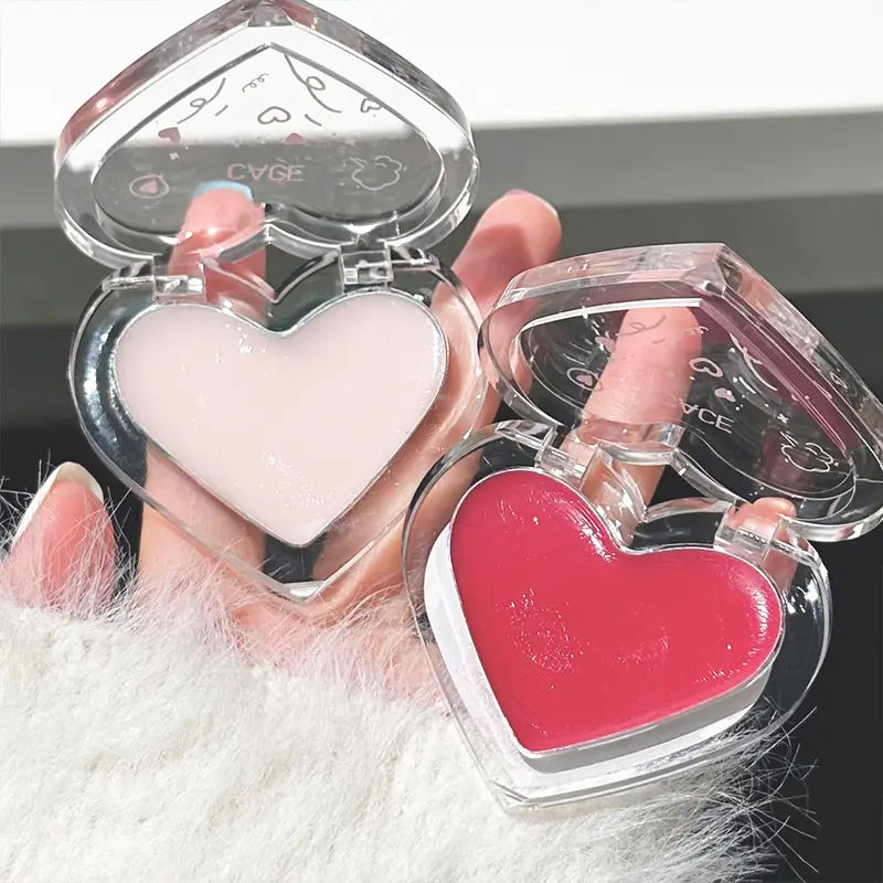 Love Heart Highlighter Blusher Palette Brightening Face Highlighter Cream Waterproof High Gloss Blush Illuminator Korean Makeup