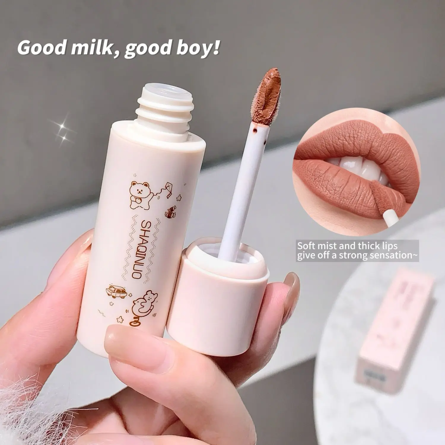 SHAQINUO 6 color cloudy matte lip glaze velvet white waterproof non-stick cup is not easy to lose color lipstick
