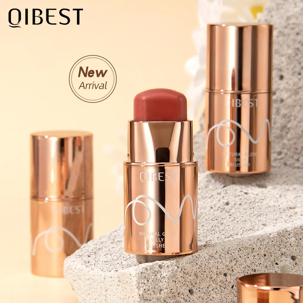 QIBEST New Face Blush Matte Lipstick Waterproof Long Lasting 3 In 1 Lipstick Blusher Eyeshadow Makeup Stick Multifunct Cosmetics
