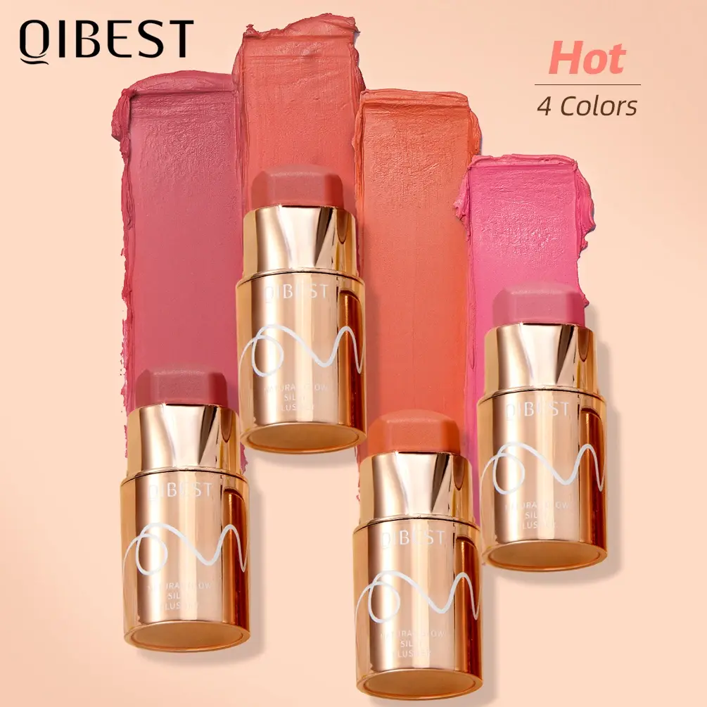 QIBEST New Face Blush Matte Lipstick Waterproof Long Lasting 3 In 1 Lipstick Blusher Eyeshadow Makeup Stick Multifunct Cosmetics