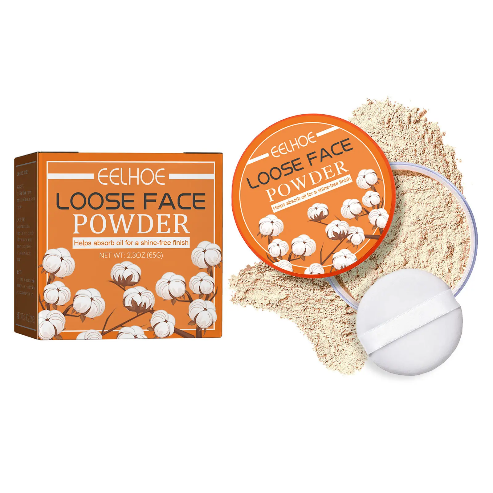 65g Makeup Pressed Powder Waterproof Concealer Powder Oil-Control Finishing Powder Compact Natural Matte Loose Powder Makeup