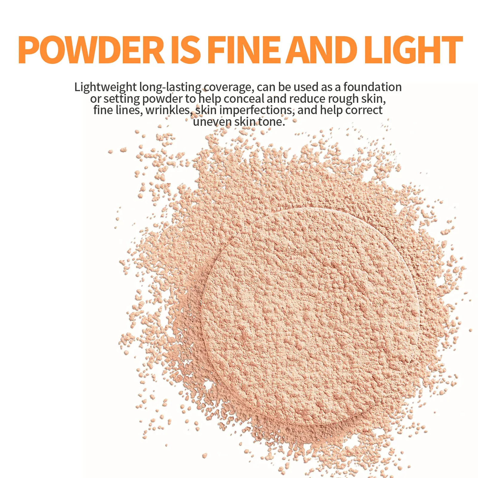 65g Makeup Pressed Powder Waterproof Concealer Powder Oil-Control Finishing Powder Compact Natural Matte Loose Powder Makeup