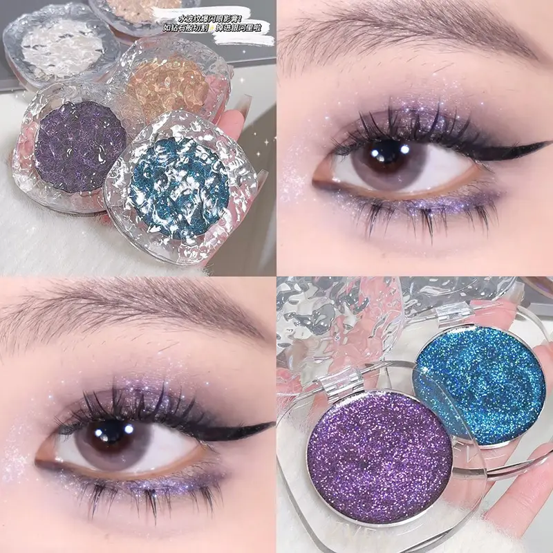 ZVEV monochrome flash eye shadow plate is delicate, clear, shiny, pearly, broken diamond color eye shadow cream