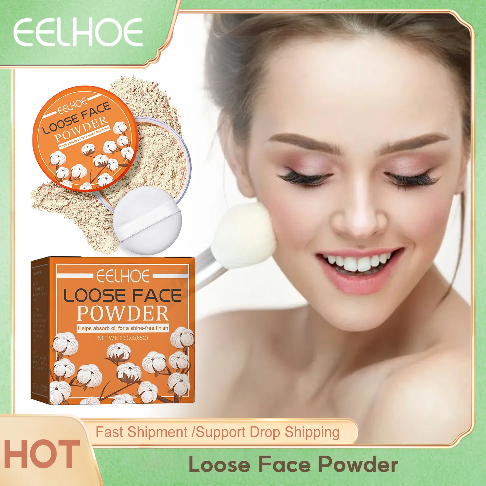 65g Makeup Pressed Powder Waterproof Concealer Powder Oil-Control Finishing Powder Compact Natural Matte Loose Powder Makeup