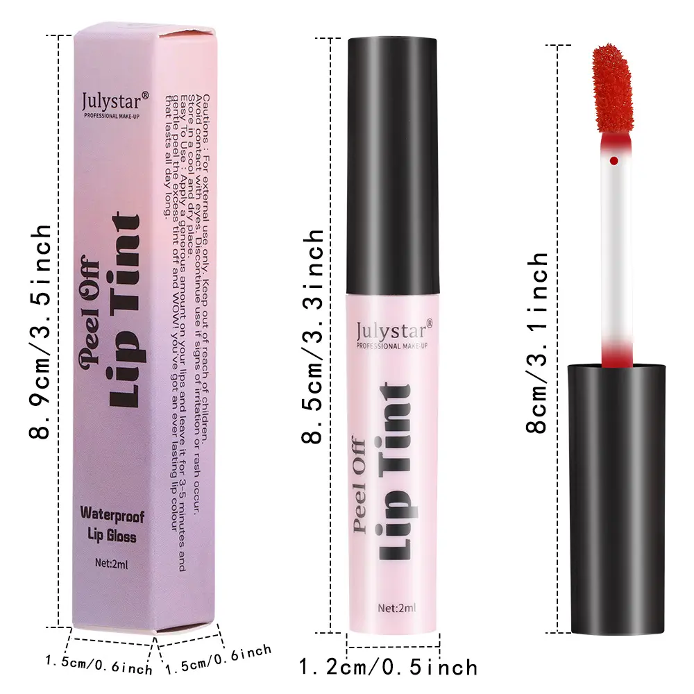 Julystar 6-color matte matte tear lipstick, long-lasting waterproof non-stick cup, tearing color lip glaze, easy to color, enhan