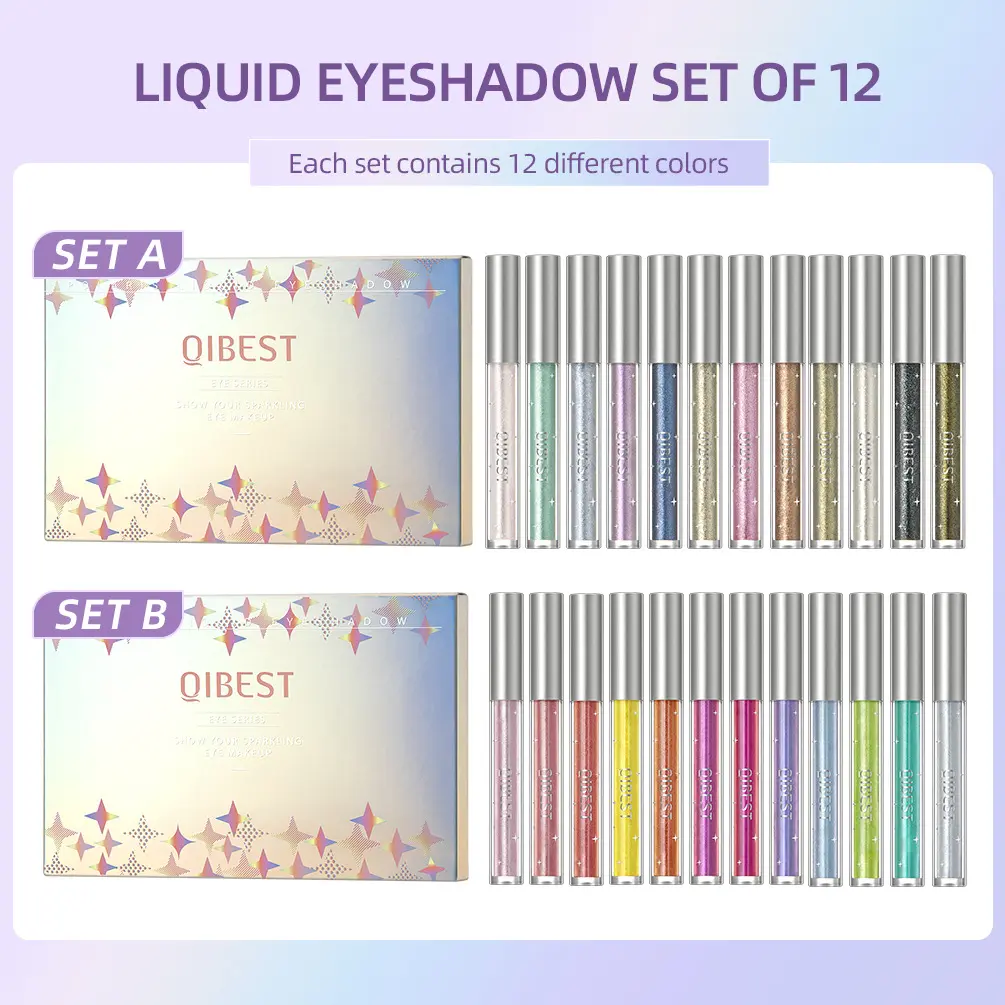 12 Colors Glitter Diamond Liquid Eyeshadow Set Sparkly Long Lasting Waterproof Shiny High Pigmented Brighten Makeup Cosmetics
