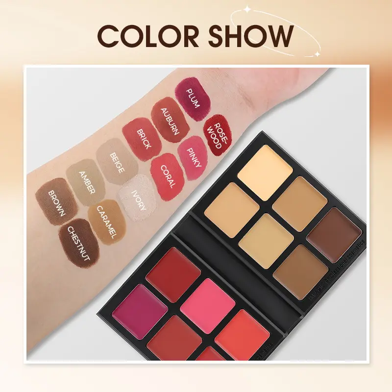 IMAGIC 12-Color Paper Box Blusher Plate & Concealer Plate Multi-Color Cream Contour and Highlighter Palette Makeup Blush Face