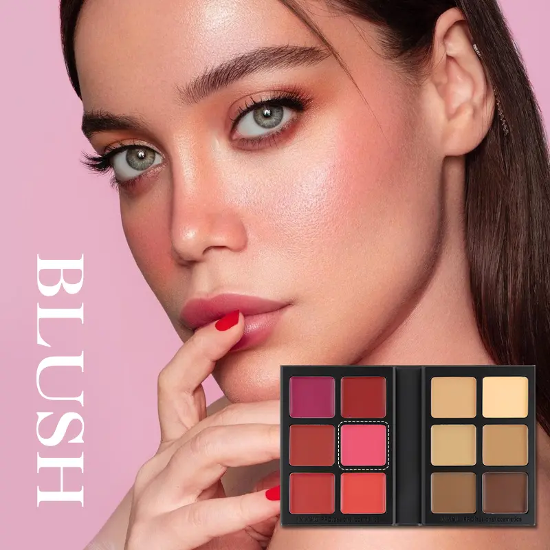 IMAGIC 12-Color Paper Box Blusher Plate & Concealer Plate Multi-Color Cream Contour and Highlighter Palette Makeup Blush Face