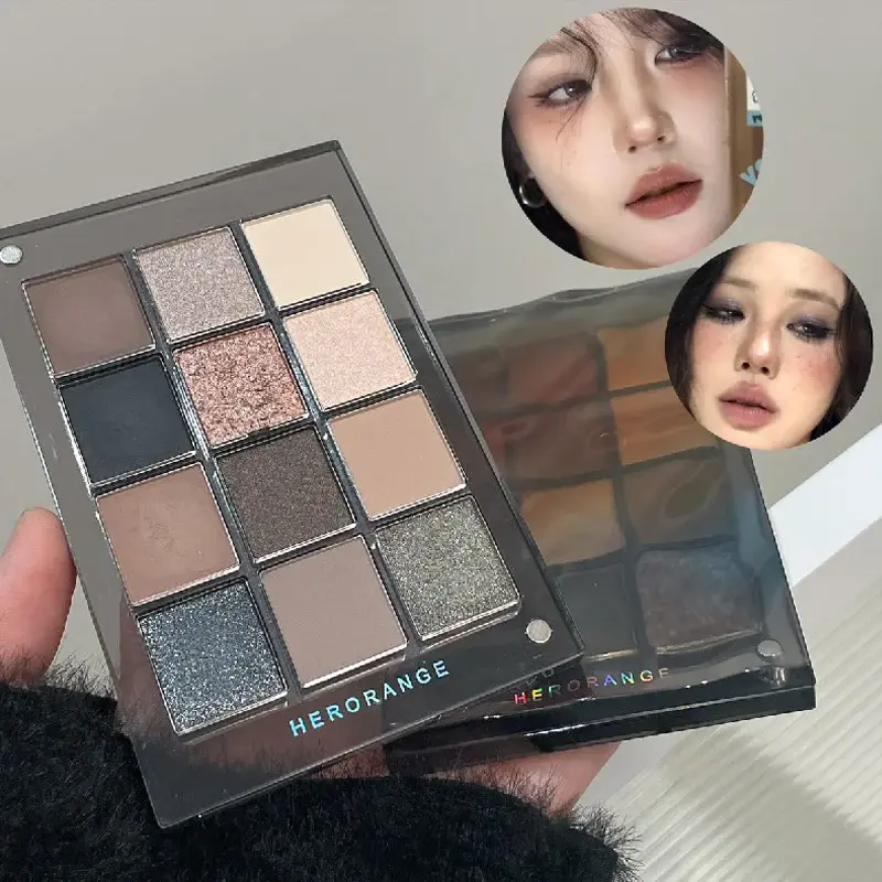 12 Colors Eye Shadow Plate Matte Pearl Eyeshadow Smoky Earth-color Tone Eyeshadow Highlighter Brightening Eyes Makeup Cosmetics
