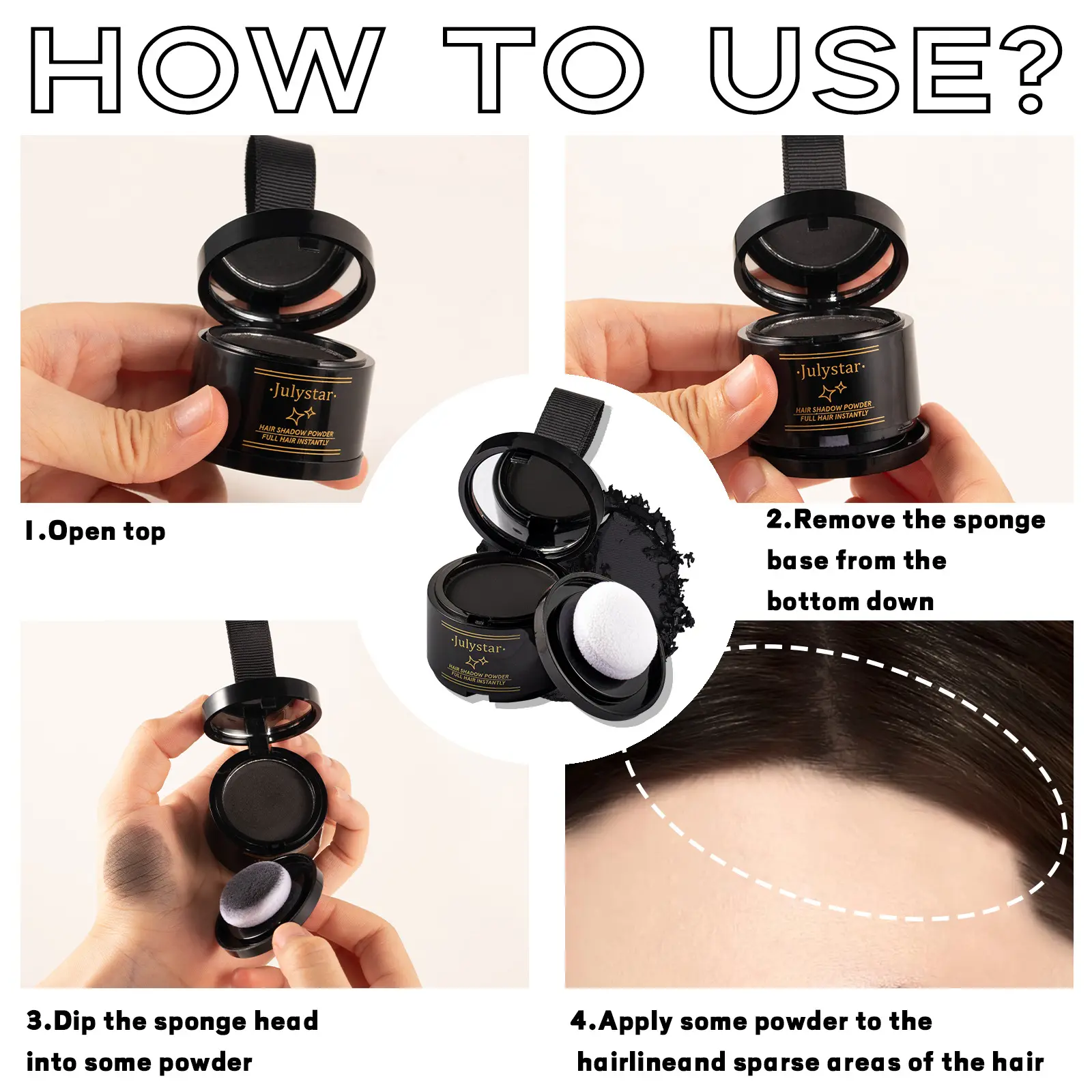 Hairline Powder Waterproof Hairline Root Cover Up Natural Black Brown Eyebrow Contour Stick Root Edge Shadow Filling Powder