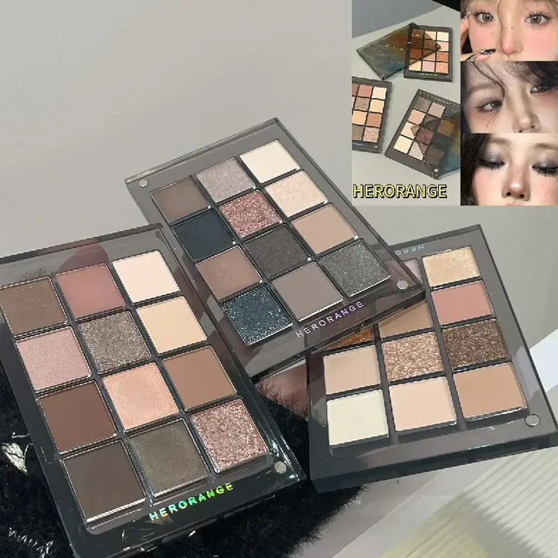 12 Colors Eye Shadow Plate Matte Pearl Eyeshadow Smoky Earth-color Tone Eyeshadow Highlighter Brightening Eyes Makeup Cosmetics