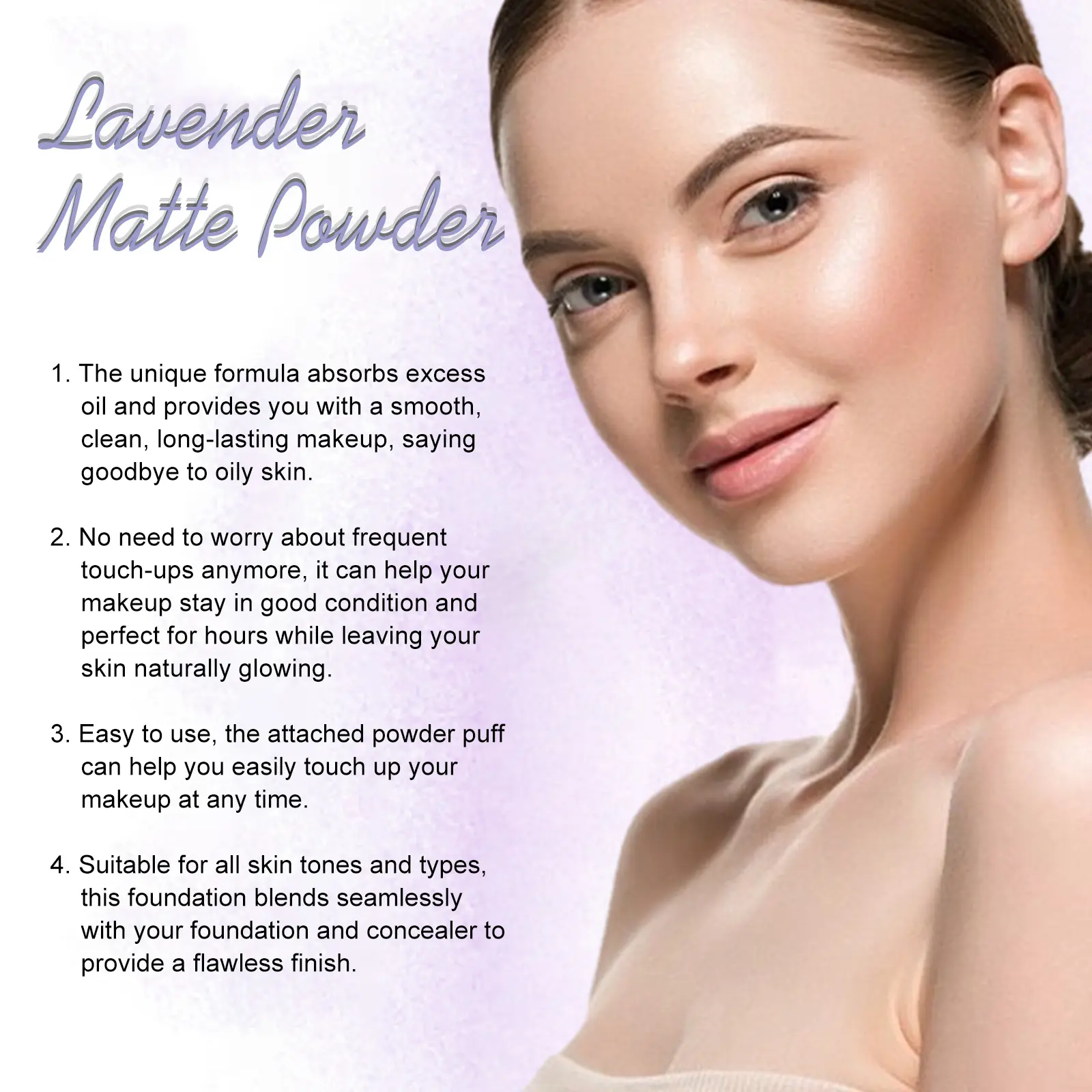 Lavender Matte Setting Powder Oil Control Waterproof Brighten Loose Powder Cosmetic Soft Smooth Skin Professional Lasting Makeup