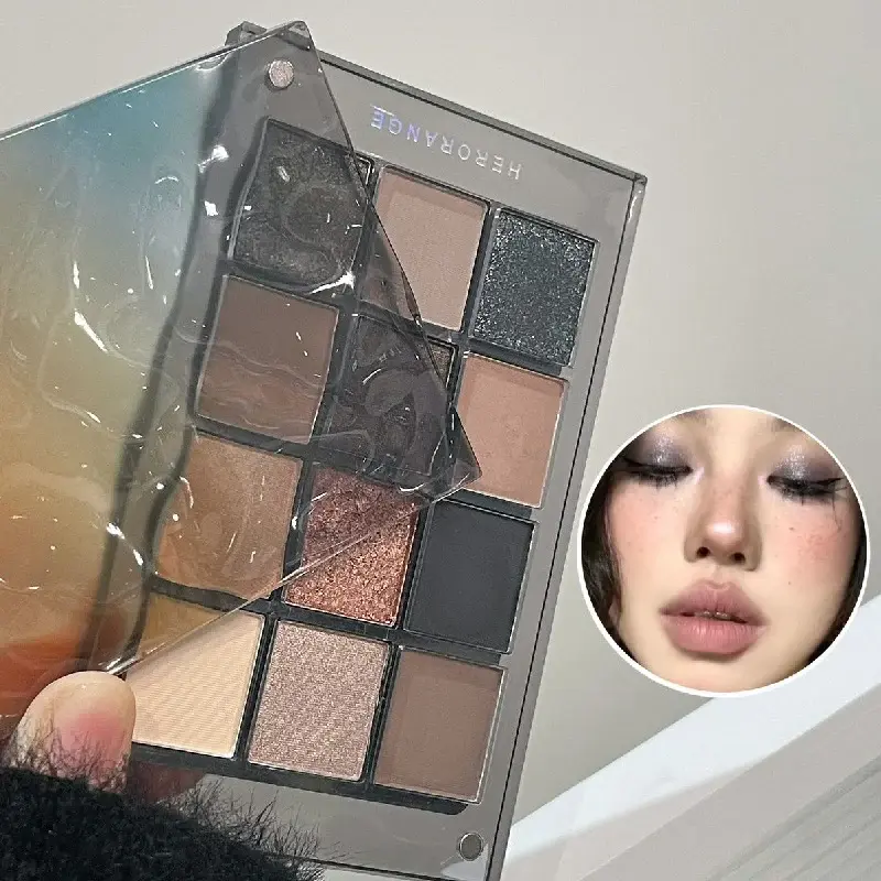 12 Colors Eye Shadow Plate Matte Pearl Eyeshadow Smoky Earth-color Tone Eyeshadow Highlighter Brightening Eyes Makeup Cosmetics