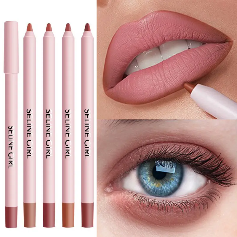 Tapered Nib Lip Liner Pencil Matte Red Brown Plumping Lip Stain Lasting Waterproof Fine Stick Slim Lip Outline Contour Makeup