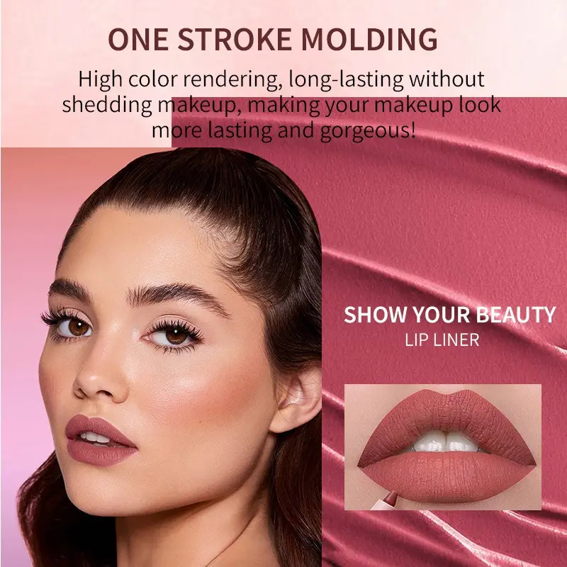 Tapered Nib Lip Liner Pencil Matte Red Brown Plumping Lip Stain Lasting Waterproof Fine Stick Slim Lip Outline Contour Makeup