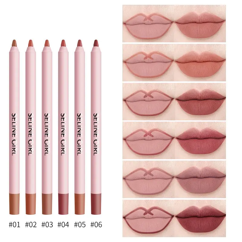 Tapered Nib Lip Liner Pencil Matte Red Brown Plumping Lip Stain Lasting Waterproof Fine Stick Slim Lip Outline Contour Makeup