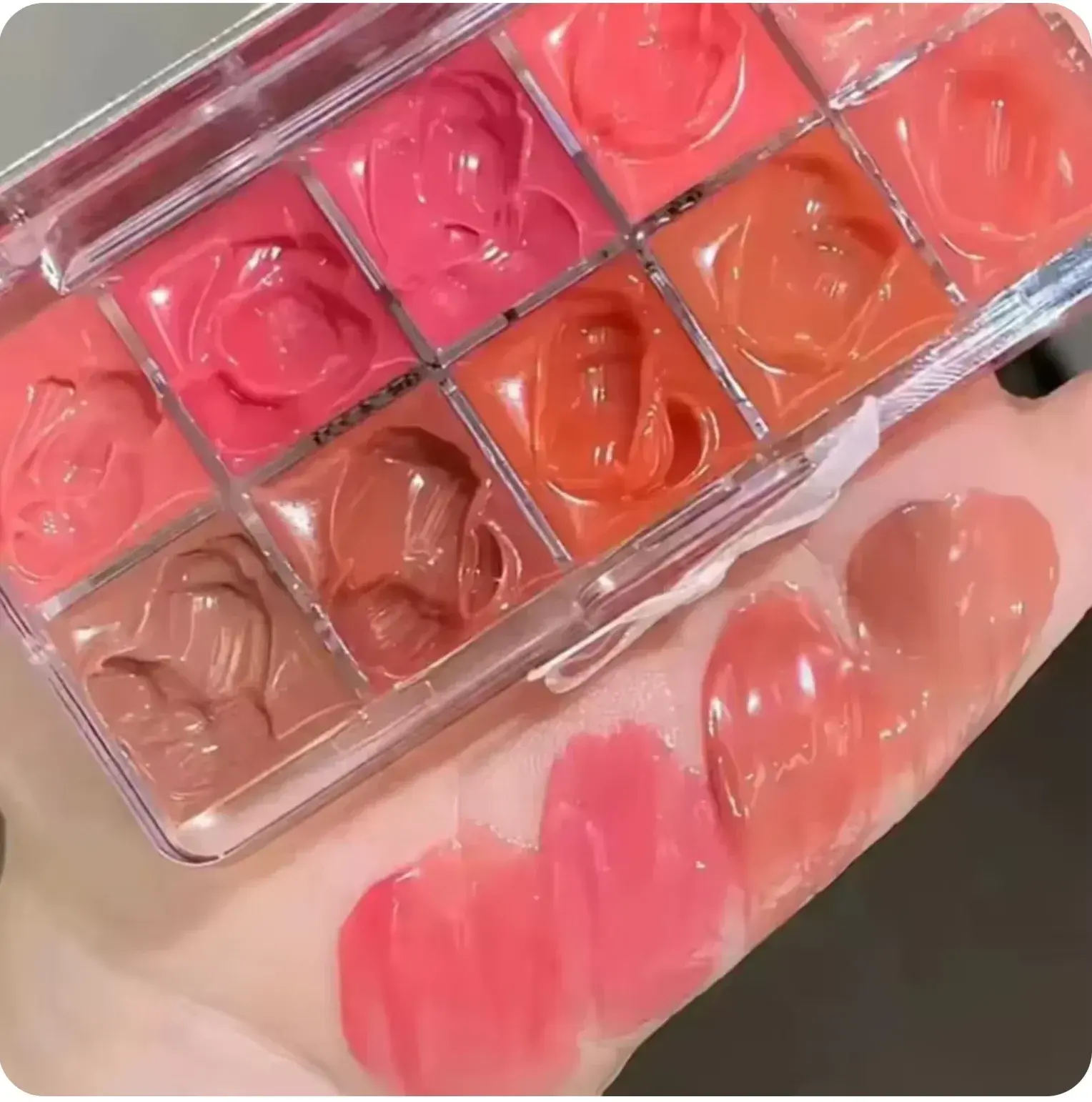 Jelly Lip Gloss Ten Color Toned Lip Frozen Plate Red Lip Glaze Palette Moisturizing Lipstick Long Lasting High color rendering
